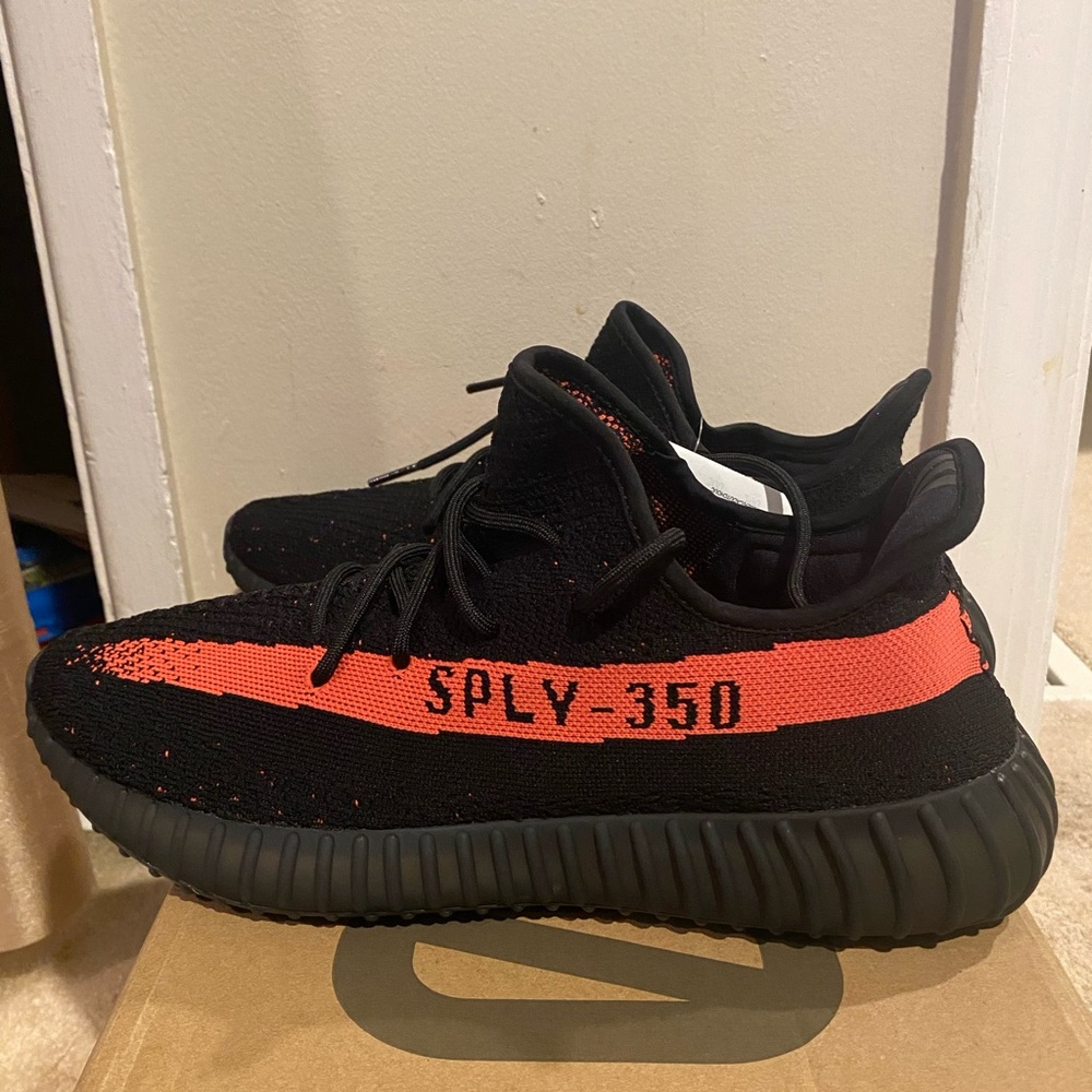 100% Authentic Yeezy Boost 350 Core Black/Red